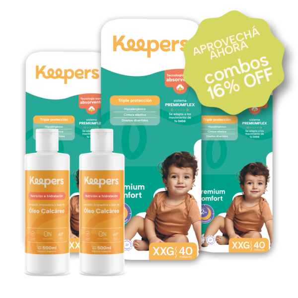 Súper Combo Mensual de 120 pañales Talle XXG + 2 Óleos Calcáreos Premium